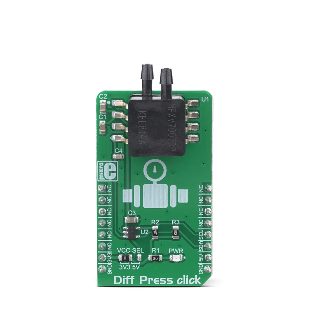 Mikroe DIFF PRESS CLICK (Mikroe-3332) – Differential Pressure Sensor Board, I²C, Range: -7 kPa~7 kPa
