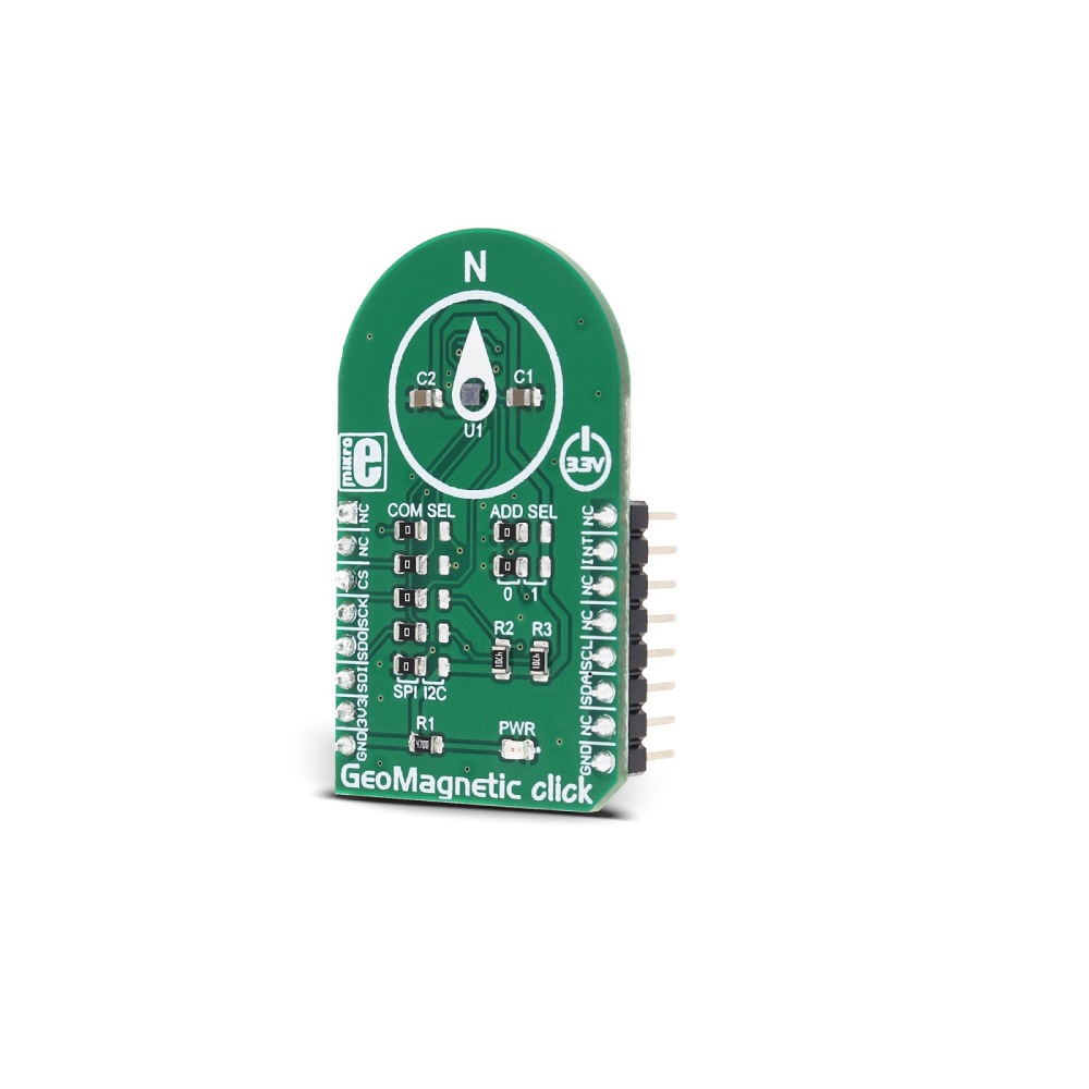 Mikroe GEOMAGNETIC CLICK (Mikroe-2935) – 3-Axis BMM150 Geomagnetic Sensor Board, I²C & SPI, Digital Compass & Magnetic Field Measurement, mikroBUS - Image 2