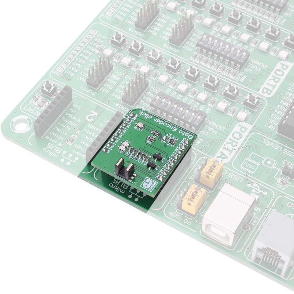 Mikroe OPTO ENCODER CLICK (Mikroe-2549) – Dual-Channel Optical Encoder Sensor Board, GPIO, 3.3/5V, mikroBUS - Image 3