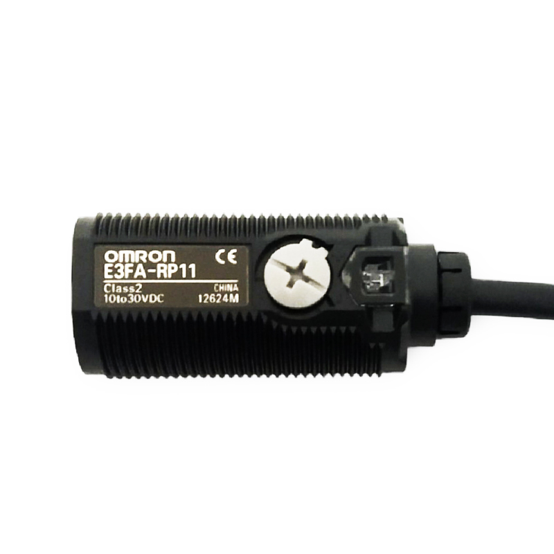 Omron E3FA-RP11 Retro-Reflective Photoelectric Sensor, PNP Open-Collector, 0.1-4m Range, 12-24VDC, IP67/IP69K, 2m Cable