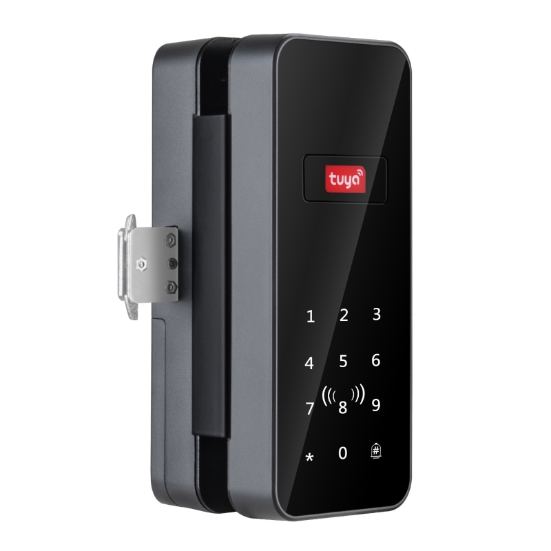 PST PST-GL-B12 Smart Bluetooth Glass Door Lock with Mechanical Key - 6V DC, Micro USB Emergency Power - Image 2