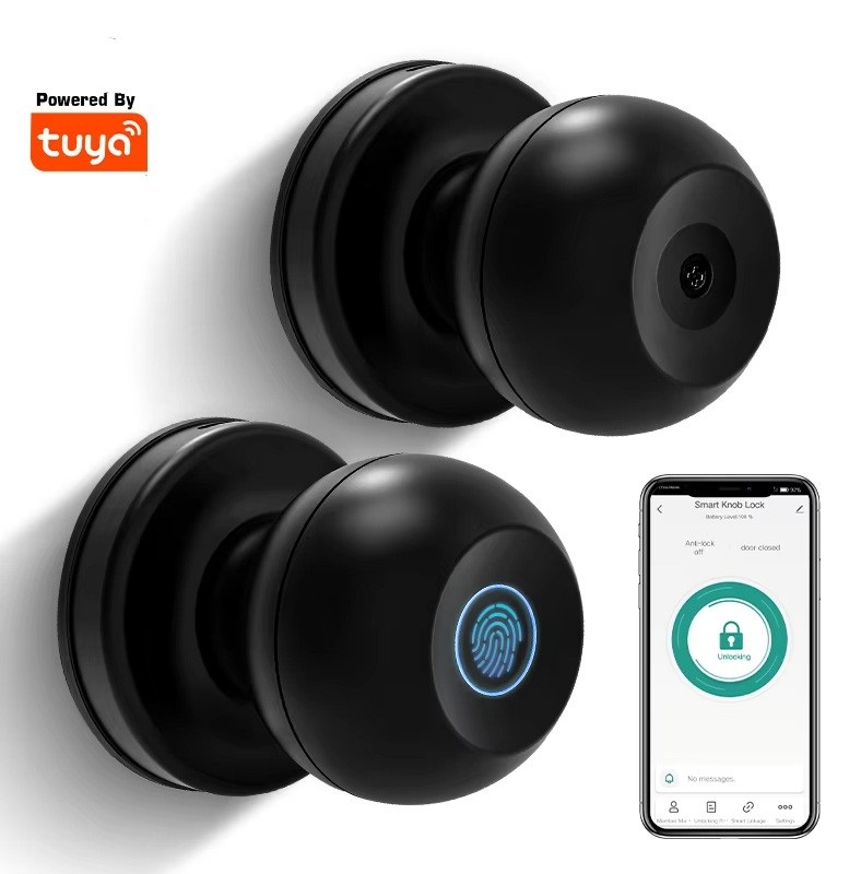 PST-Q1 Tuya Smart Bluetooth Door Knob Fingerprint Door Lock - 4 Unlock Modes, App Control - Image 3