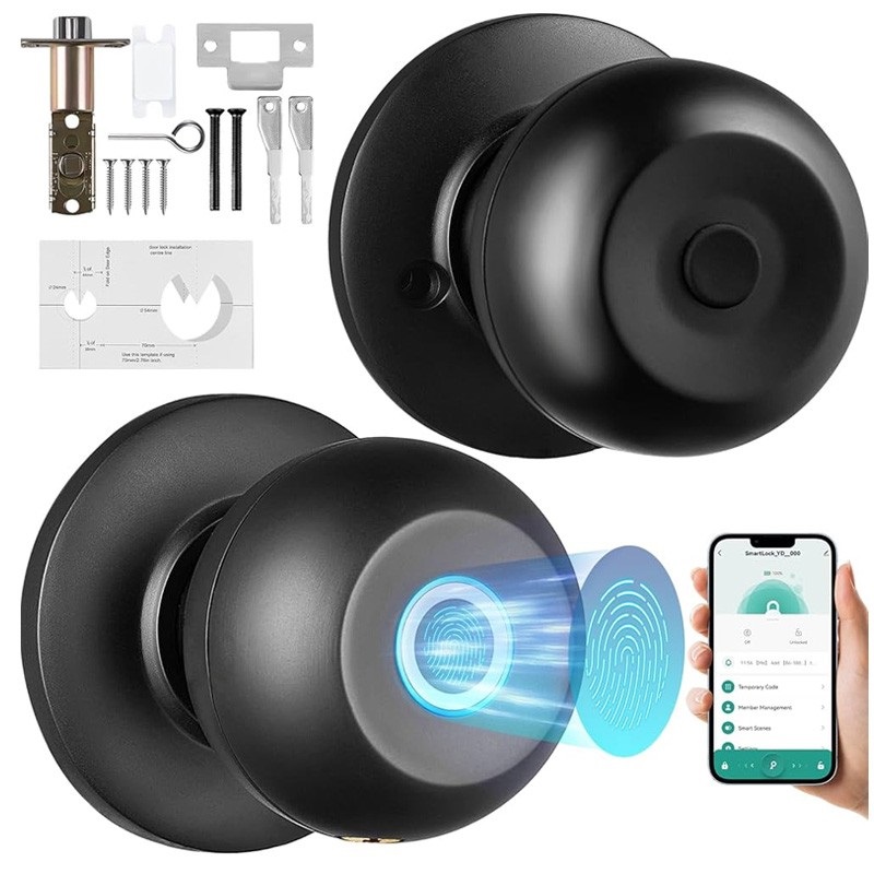 PST-Q1 Tuya Smart Bluetooth Door Knob Fingerprint Door Lock - 4 Unlock Modes, App Control - Image 4