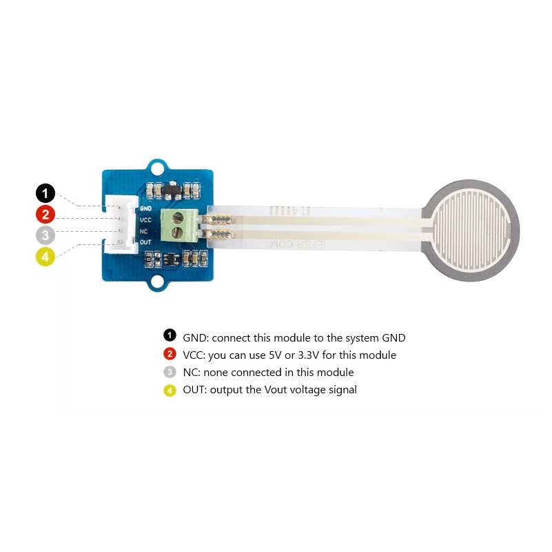 Seeed Studio Studio Grove Round Force Sensor (FSR402) - Analog Pressure Sensor Module - Image 5