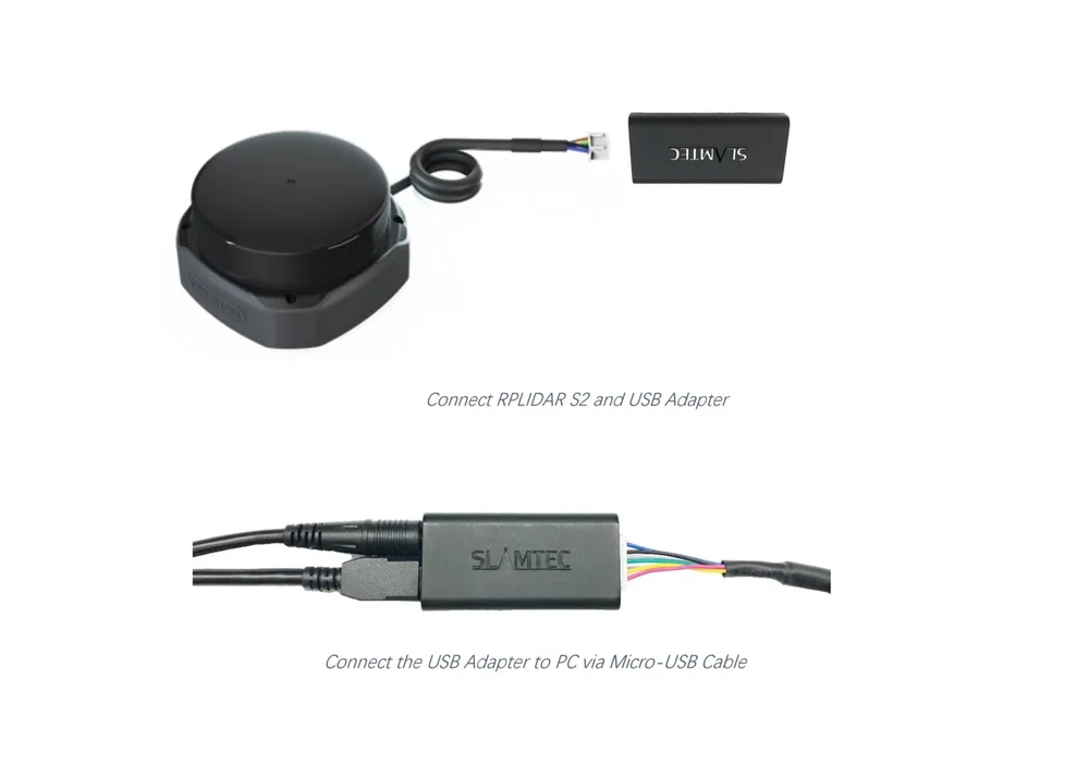 Slamtec RPLiDAR S2 360° Laser Scanner 30M Range - USB Adapter & Cables - Image 2
