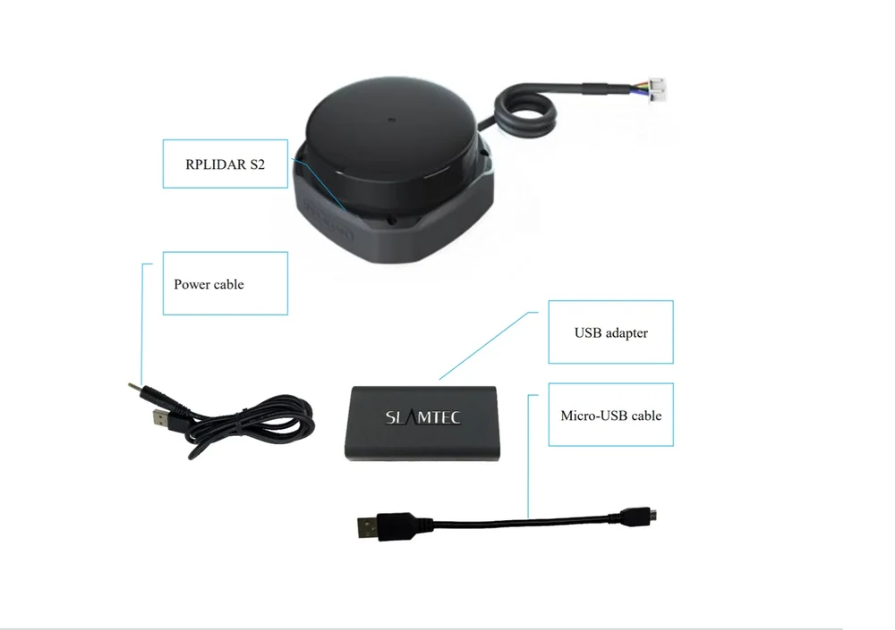Slamtec RPLiDAR S2 360° Laser Scanner 30M Range - USB Adapter & Cables - Image 3