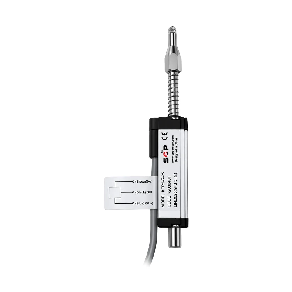 SOP KTR2-R-25 Linear Displacement Sensor, 25mm Stroke, 5KΩ, Spring Return, Analog Output, 24VDC, 1m Cable - Image 2