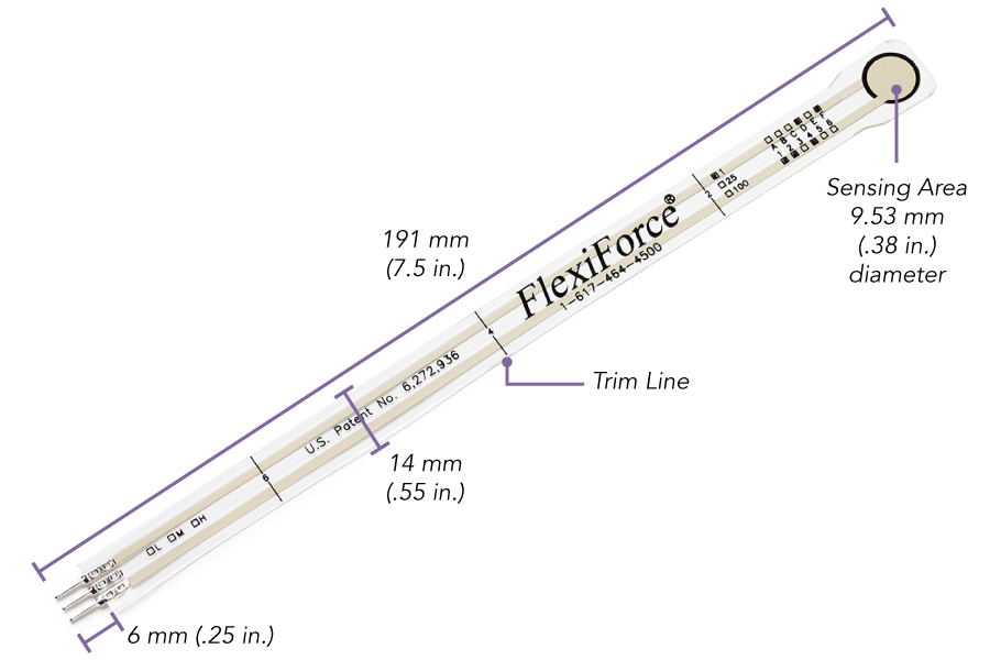 Tekscan FlexiForce A201/1 Flex Sensor - 0-4.4N Force Range, 3-Pin Connector - Image 2