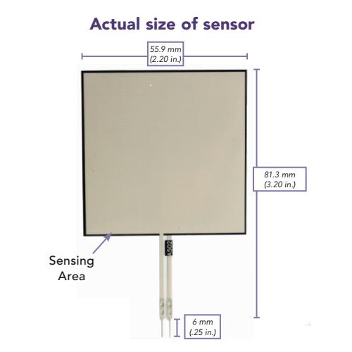 Tekscan FlexiForce A502 Ultra Thin Force Sensor - 0-222 N Range, 2-Pin Male Square Pin Connector - Image 2