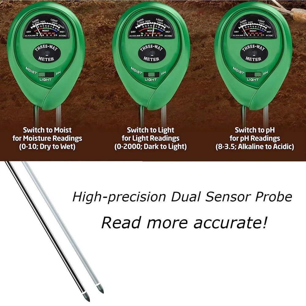 Three-Way Soil Meter for Moisture, Light Intensity and pH Testing - Image 9