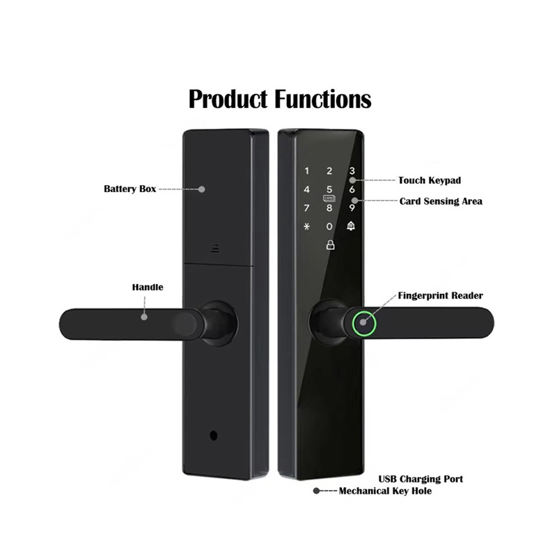 Tuya PST-Z17-TY Smart WiFi Fingerprint Door Lock - 5-in-1 Unlock, App Control, 100 Users - Image 2