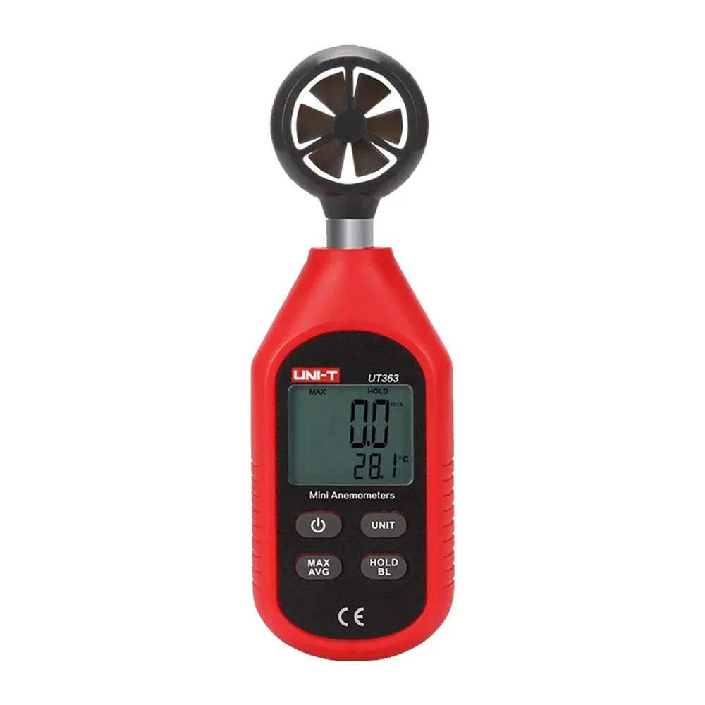 UNI-T UT363 Digital Anemometer with Temperature & Backlight LCD - 0-30m/s Wind Speed Meter