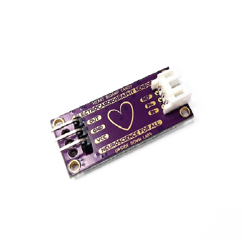 Upside Down Labs Heart BioAmp Candy ECG Sensor - 3.5V-5V ADC, 3-Electrode, Kit w/ Cable & Electrodes - Image 2