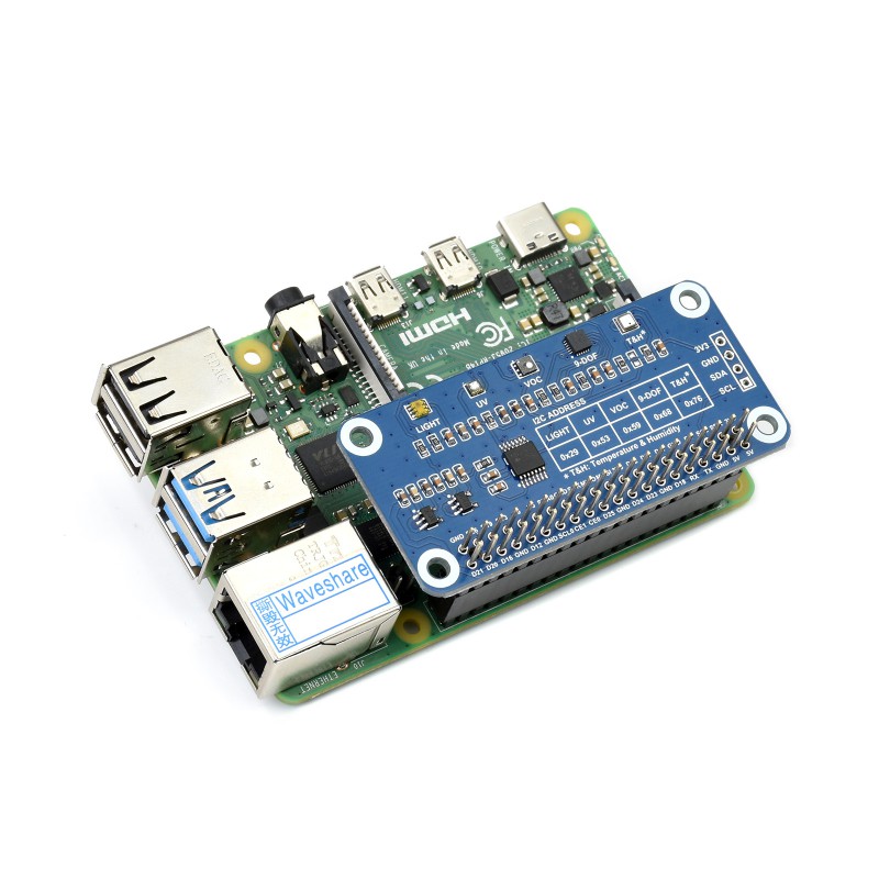 Waveshare Env Sensor HAT Raspberry Pi I2C Module with OLED Display - Image 4